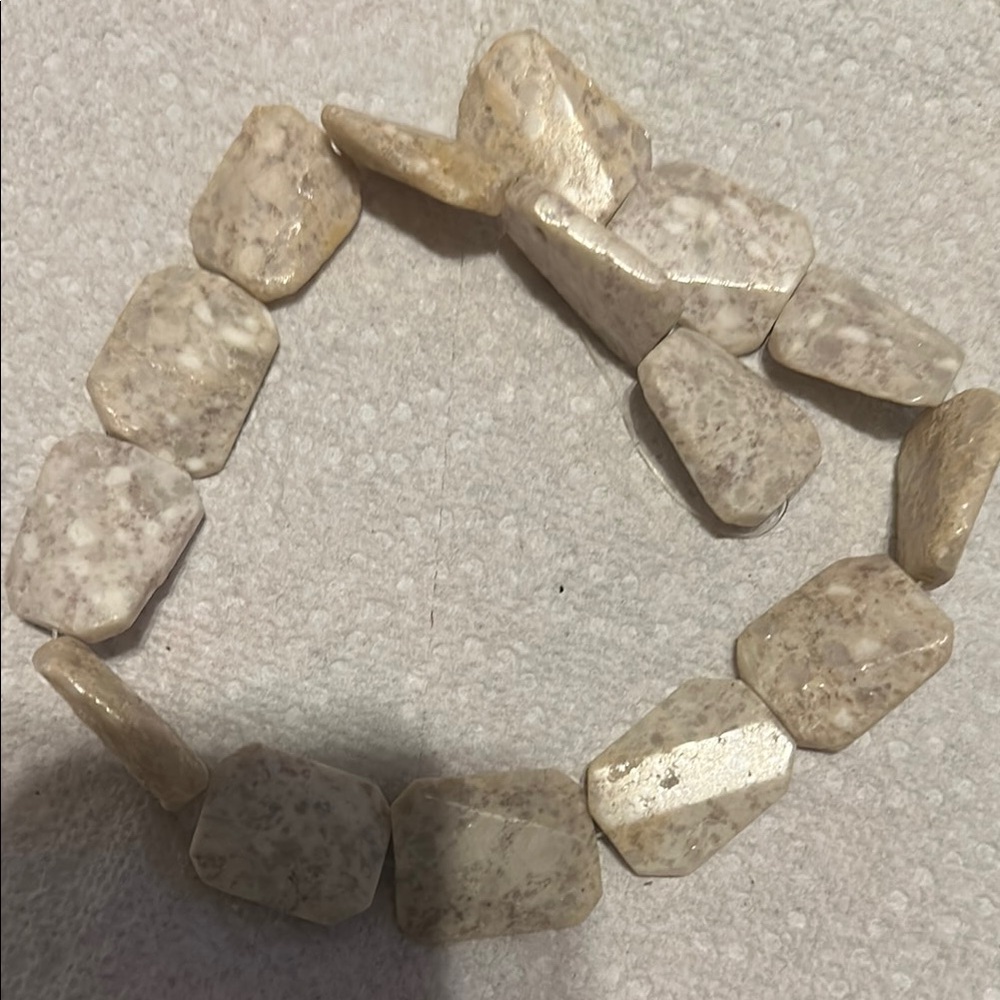 MARBLE Cream and Tan Stone Bracelet